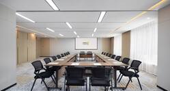 Meeting room with rectangular table setup