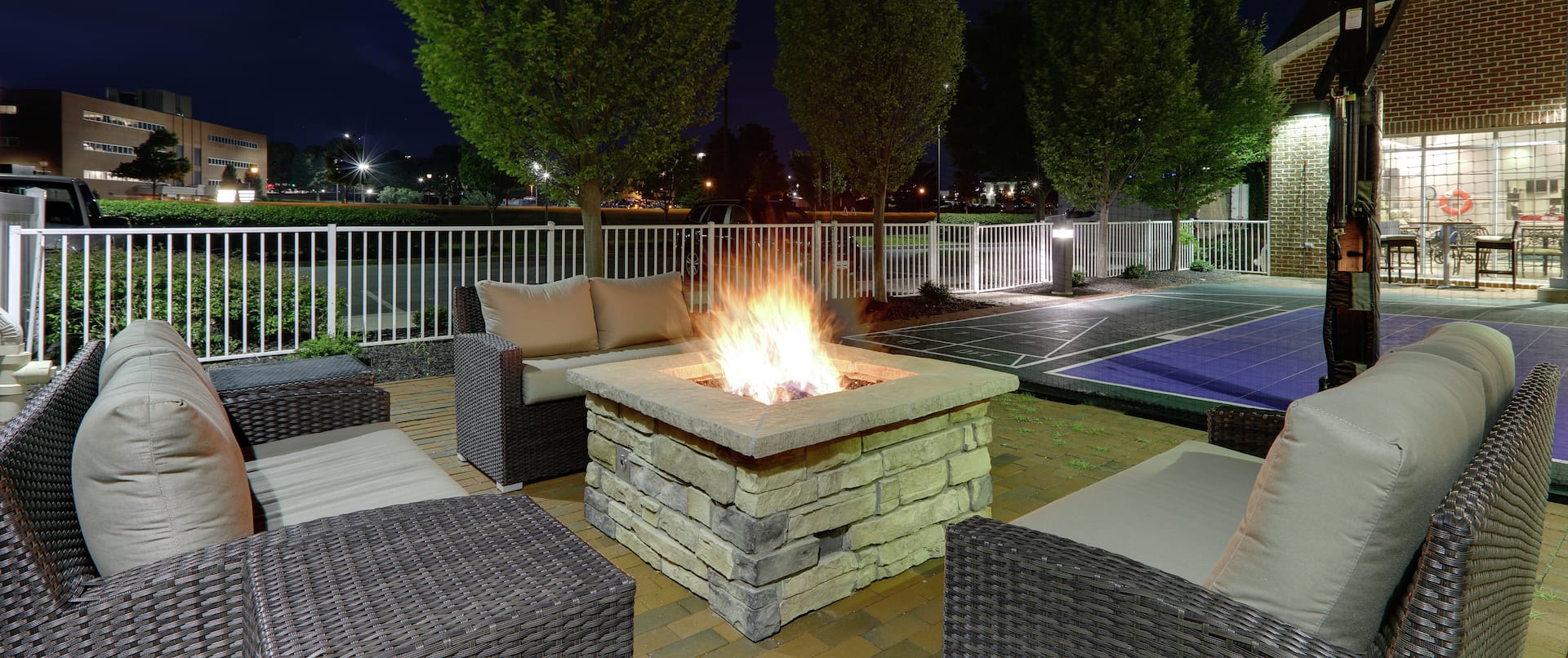 Patio and Firepit at Night