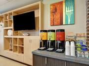 Coffee and Tea Station with Large TV