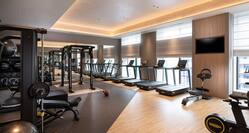 Fitness center with treadmills and weight machines