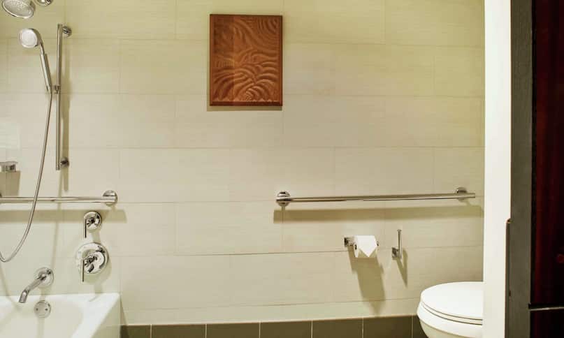 Camera Alli attrezzata per ospiti con disabilità - Bagno con toilette, doccia e vasca da bagno - Passaggio precedente