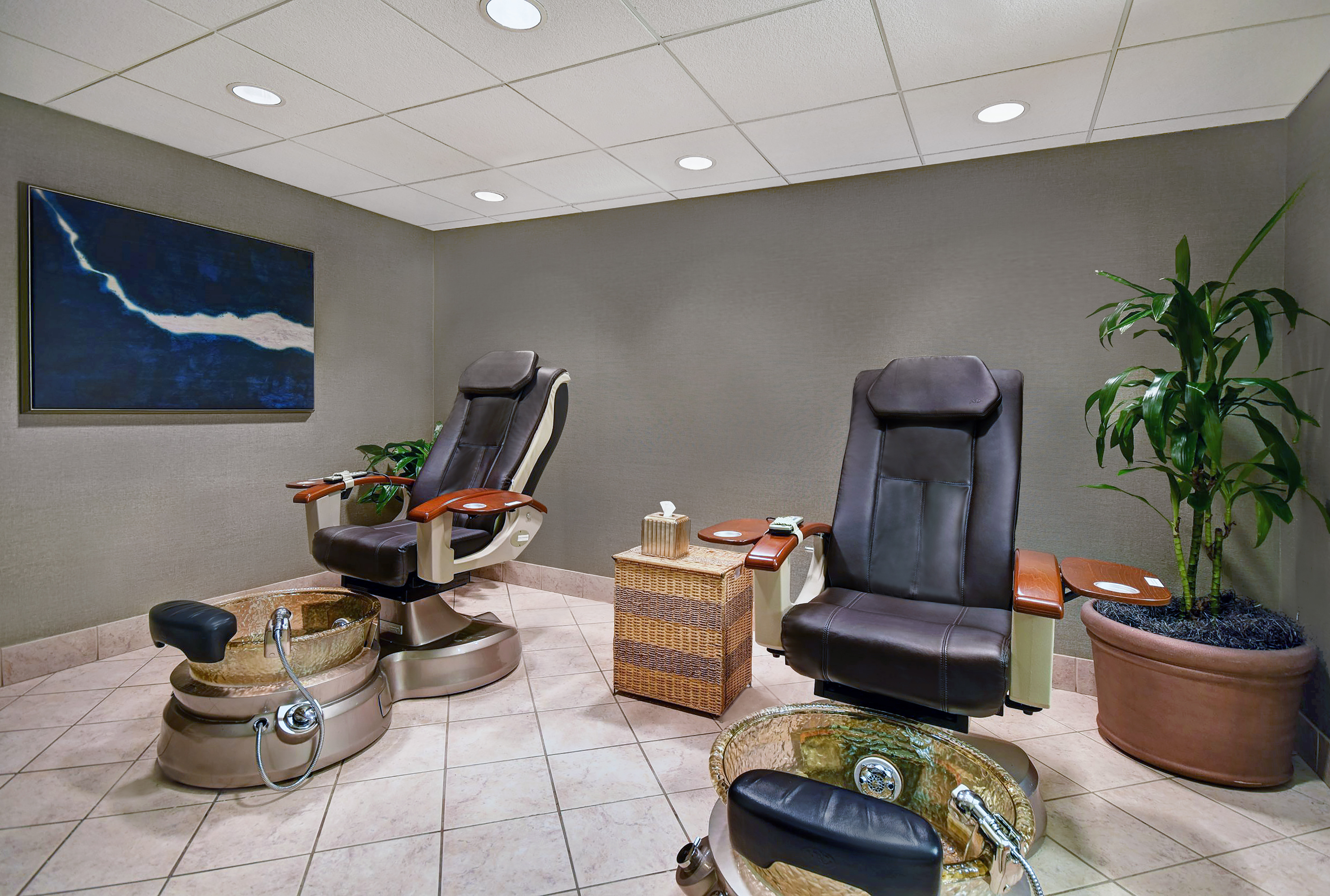 Spa pedicure chairs and foot baths