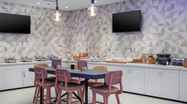 Breakfast Serving Area with HDTVs