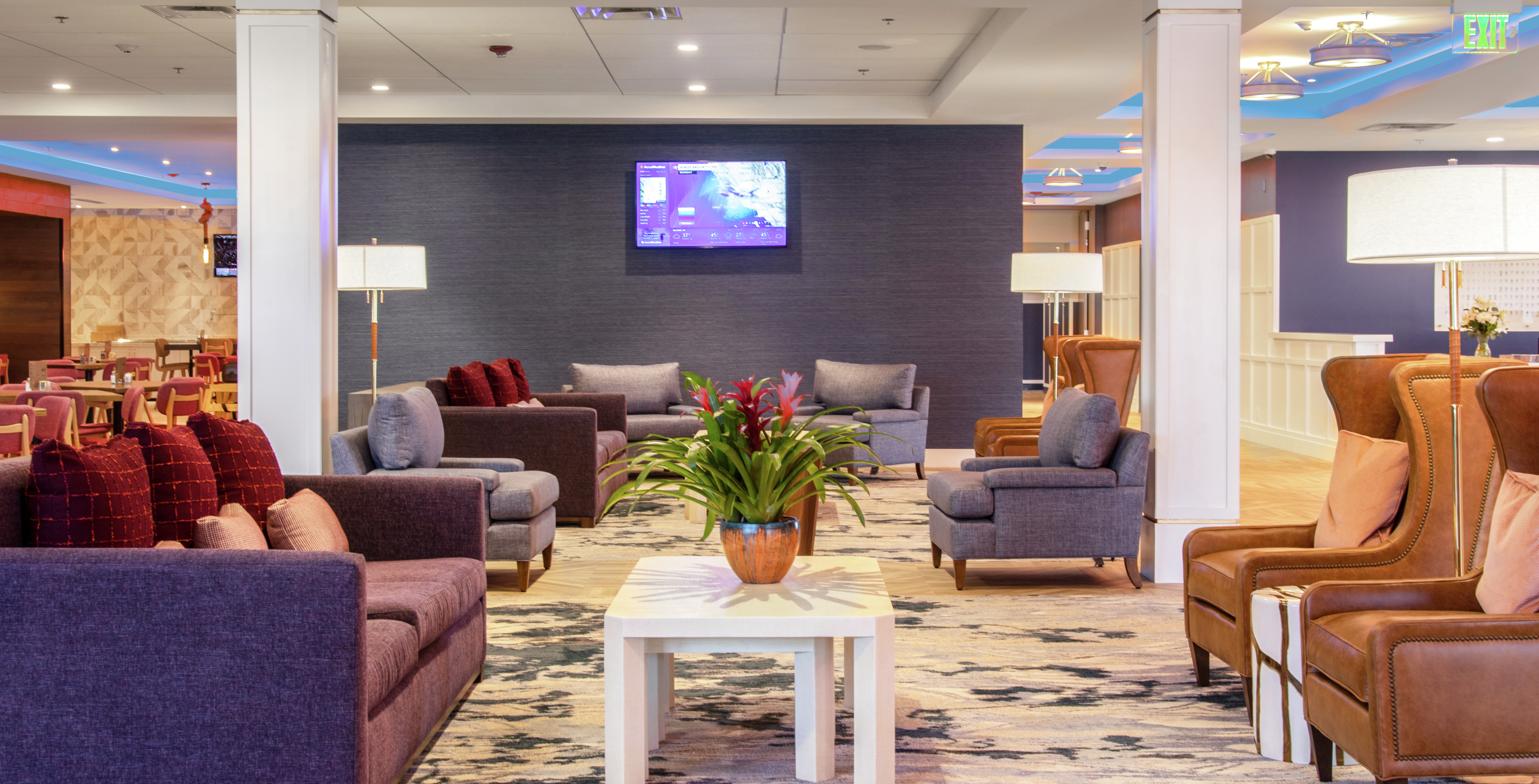 Lobby Area with Comfortable Seats and HDTV
