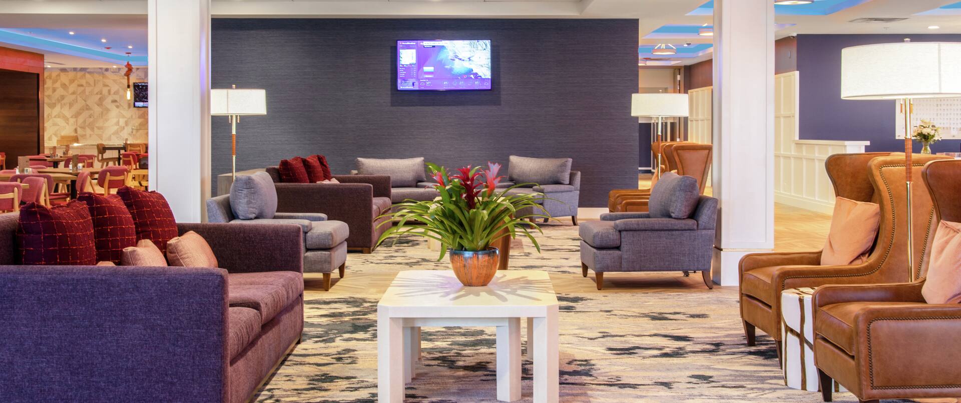 Lobby Area with Comfortable Seats and HDTV