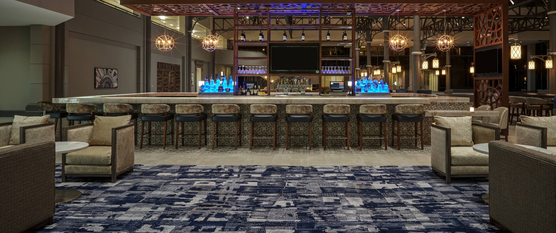 Bar area with barstools