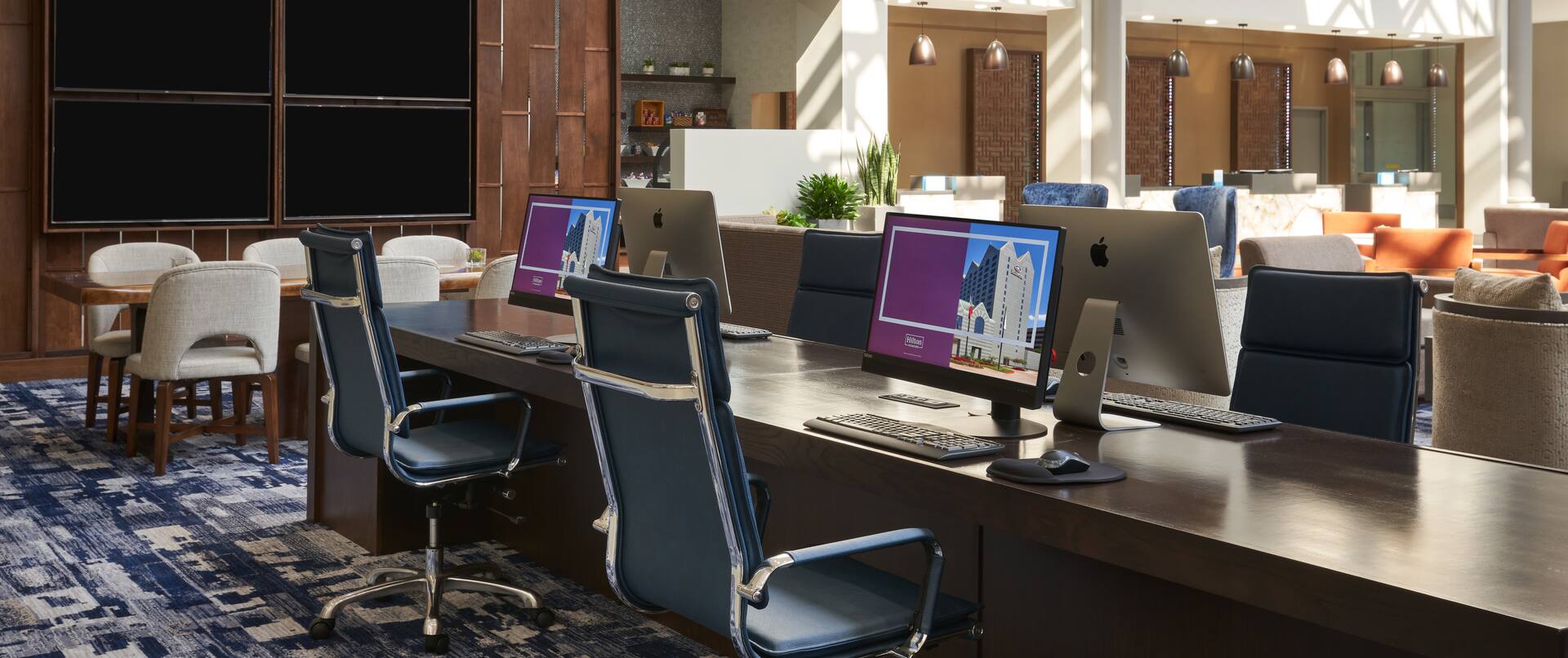 Business center with computers