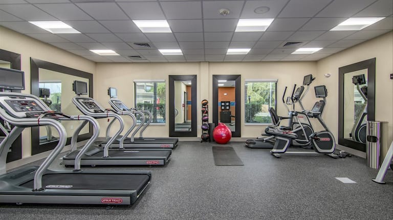 Fitness center with treadmills and ellipticals