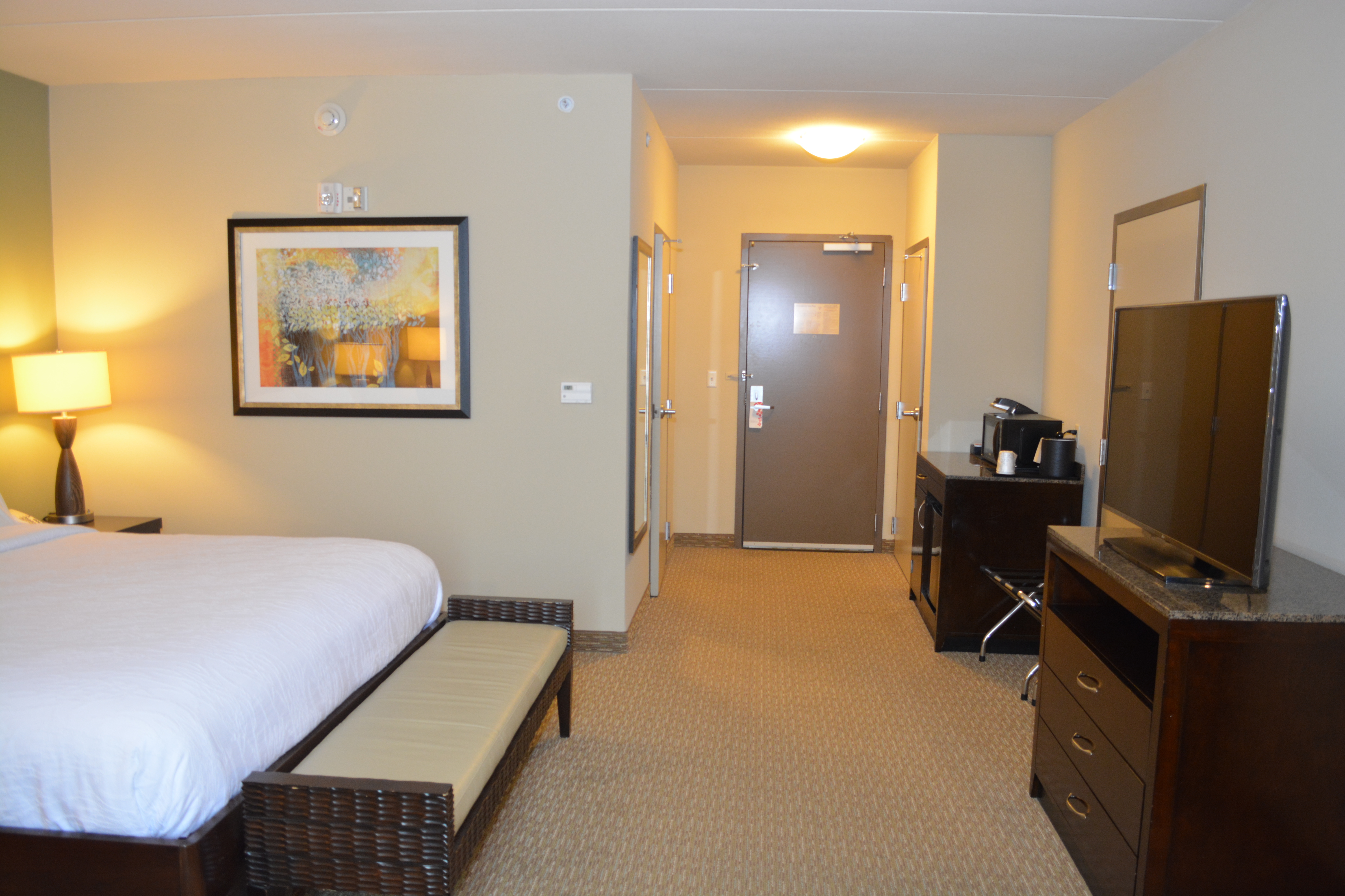 King-Size Bed, TV, Microwave, and Mini-Fridge in Accessible Guest Room