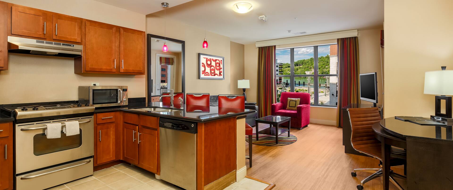 Hilton Promenade at Branson Landing Hotel, MO - Accessible Condo Kitchen and Living Area