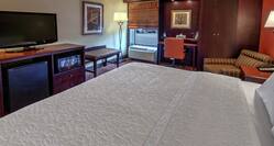 Room Amenities and King Bed with Chair