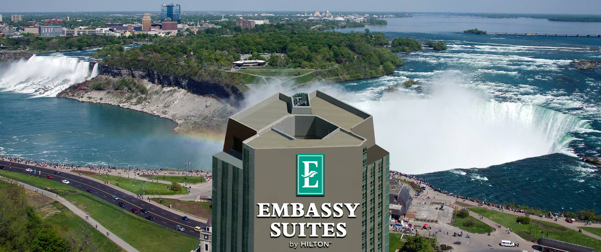 Extérieur de l'hôtel Embassy Suites avec vue sur les chutes du Niagara