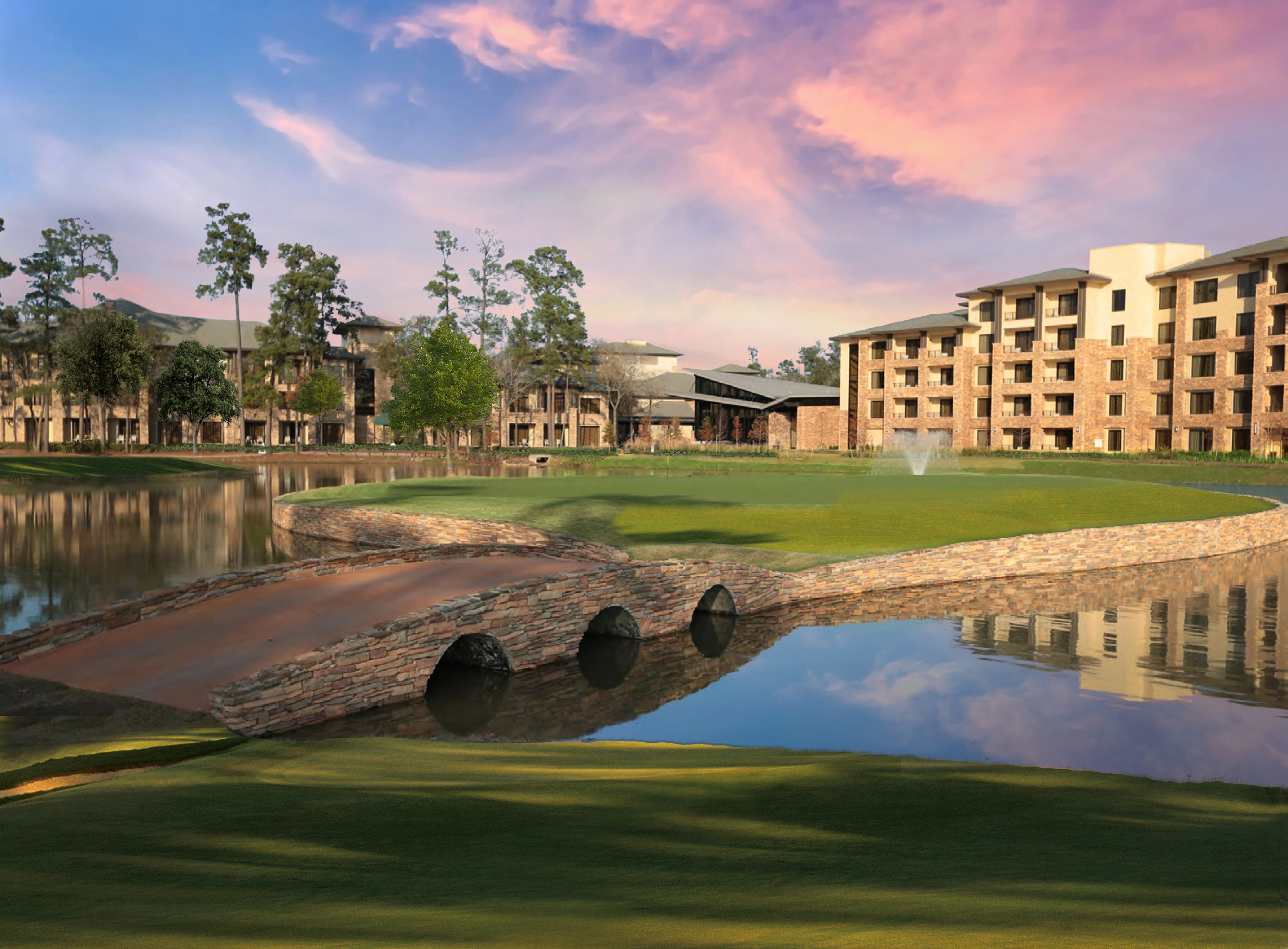 golf course and hotel exterior