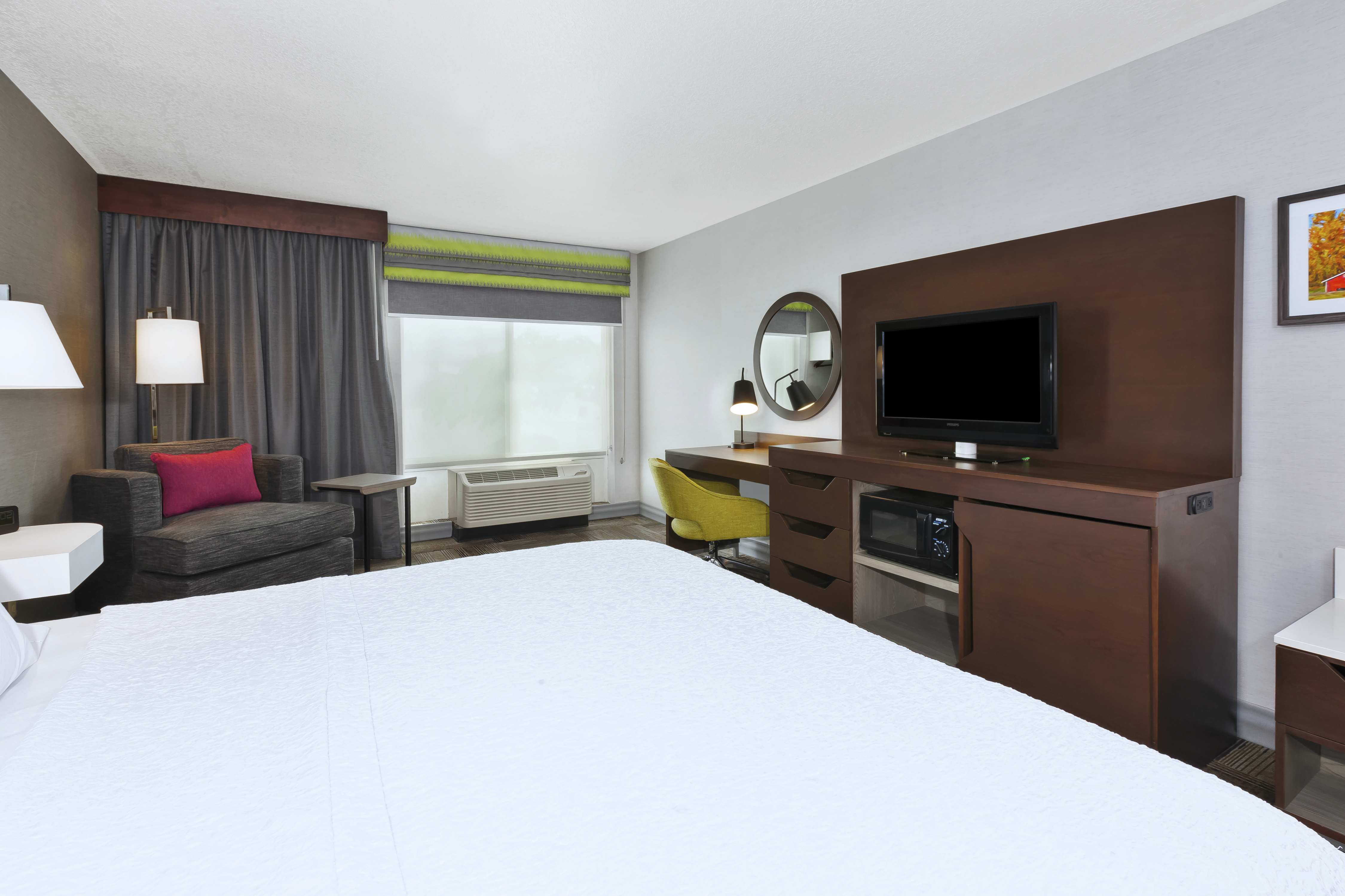 Accessible Guest Room with King Bed, Television, Work Desk and Amenities
