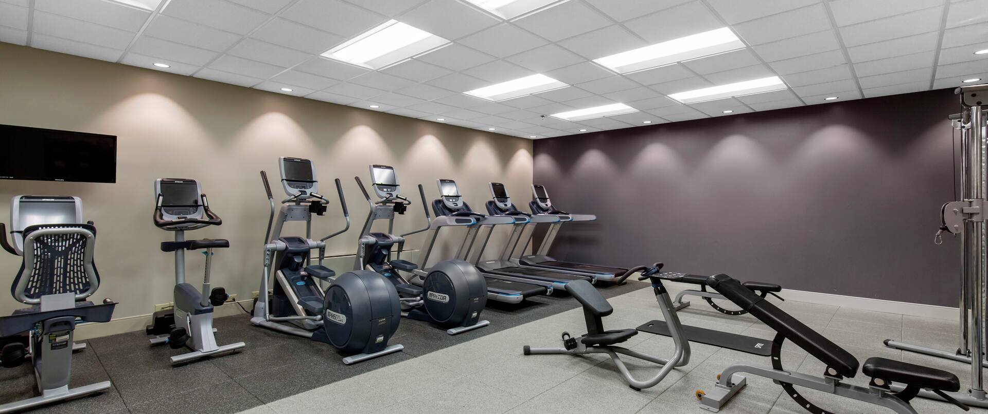 Fitness Center with Elliptical Machines and Weights