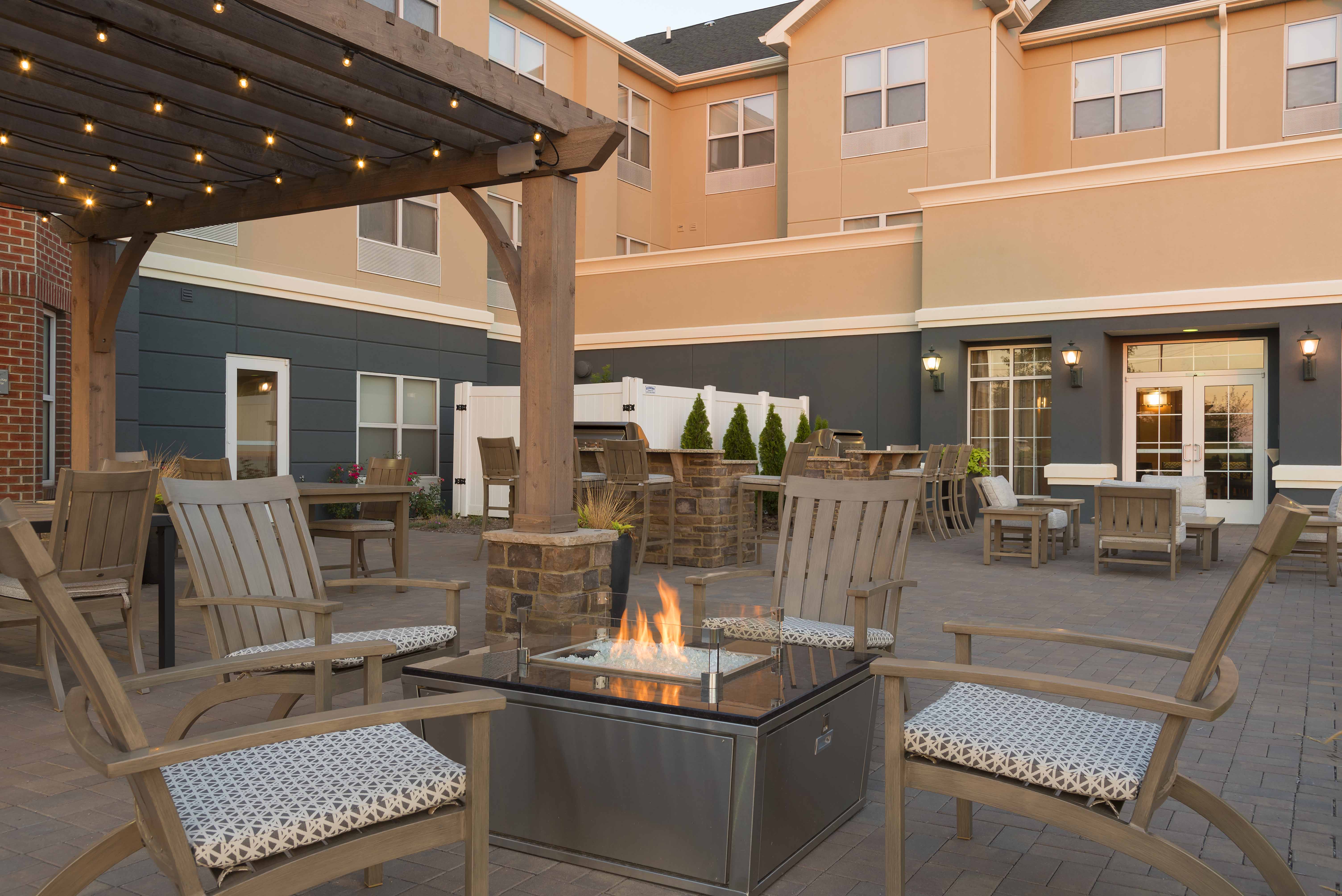 Courtyard Firepit and Seating, Night