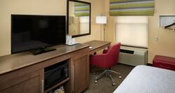 Guest Room Work Desk, Flatscreen TV and Microwave
