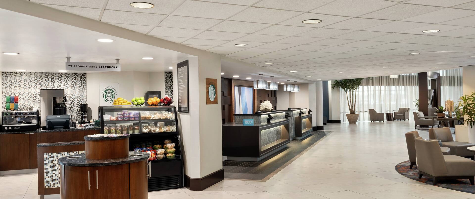 Hilton Hotel Lobby with Starbucks