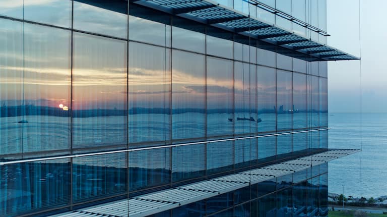 Sunset Reflected on Building