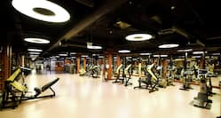 a fitness center with exercise equipment