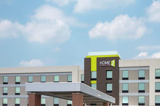 Hotel exterior with signage