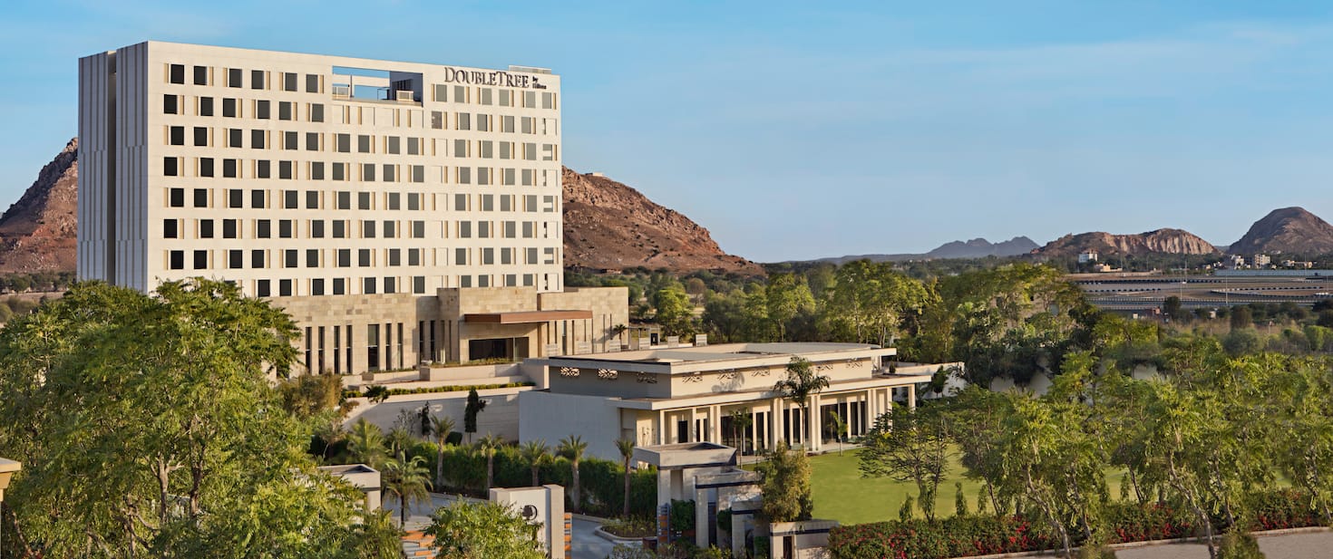 Hotel exterior with trees