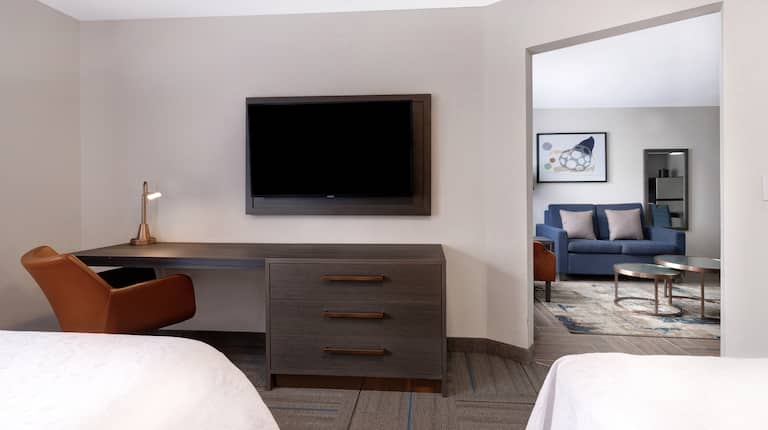 guest room bedroom with tv
