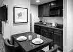 guest suite kitchen, dining table, dinner ware