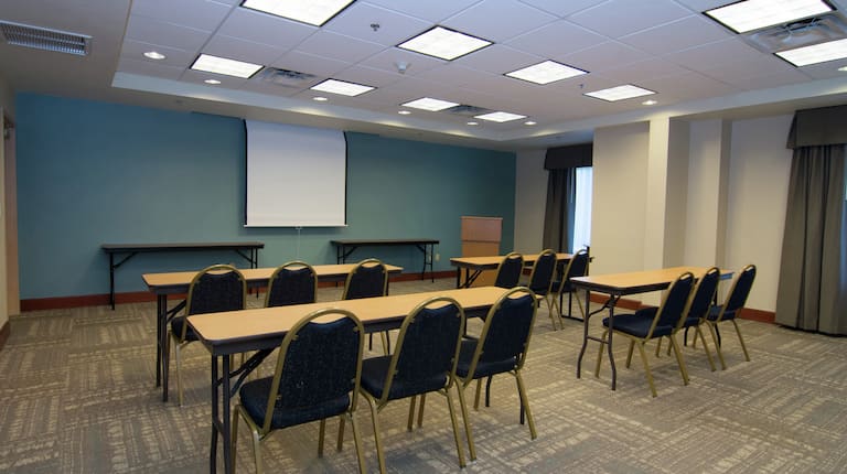 Rear view of classroom style meeting room