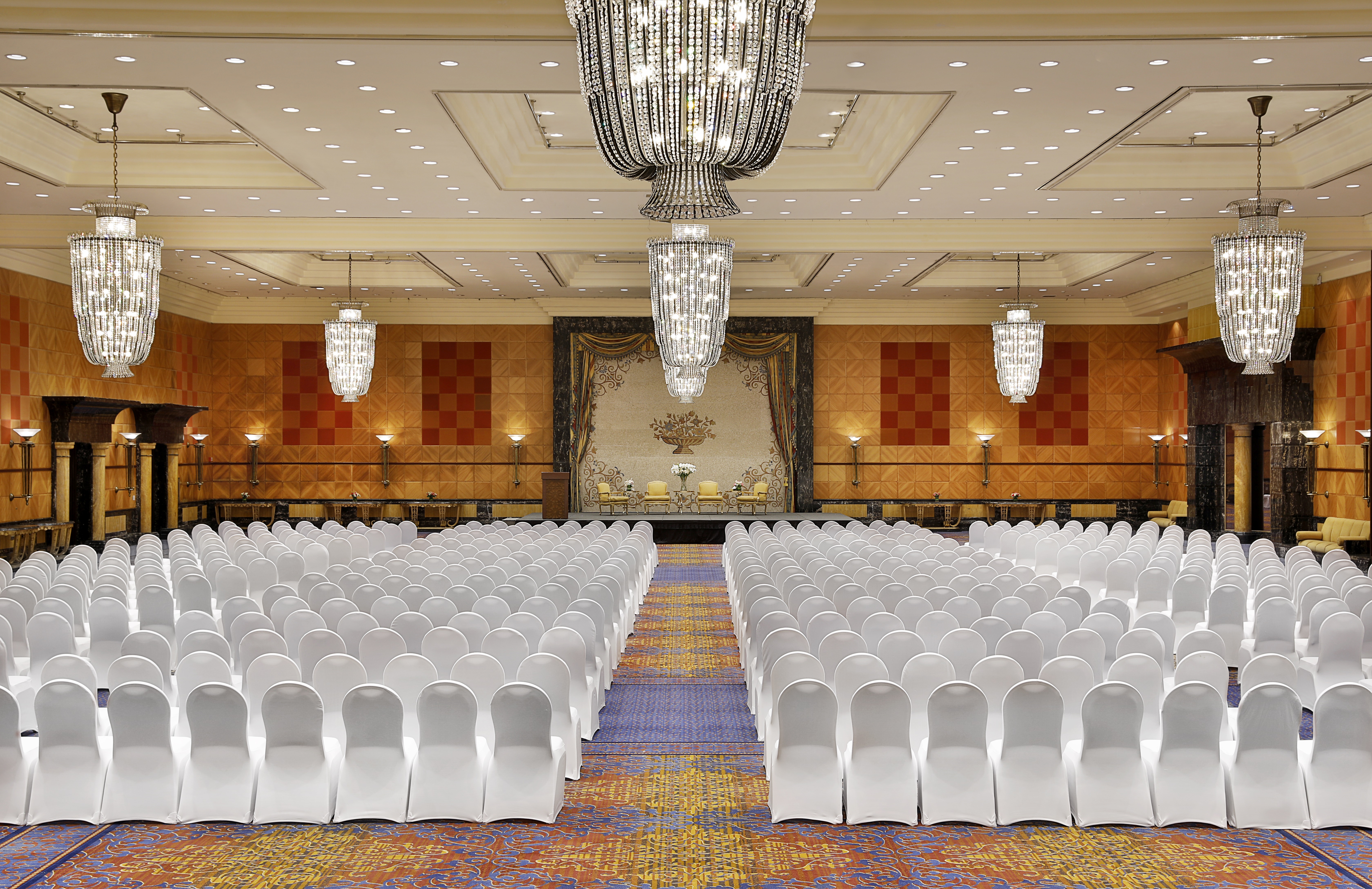 Rows of Chairs Set Up in Ballroom