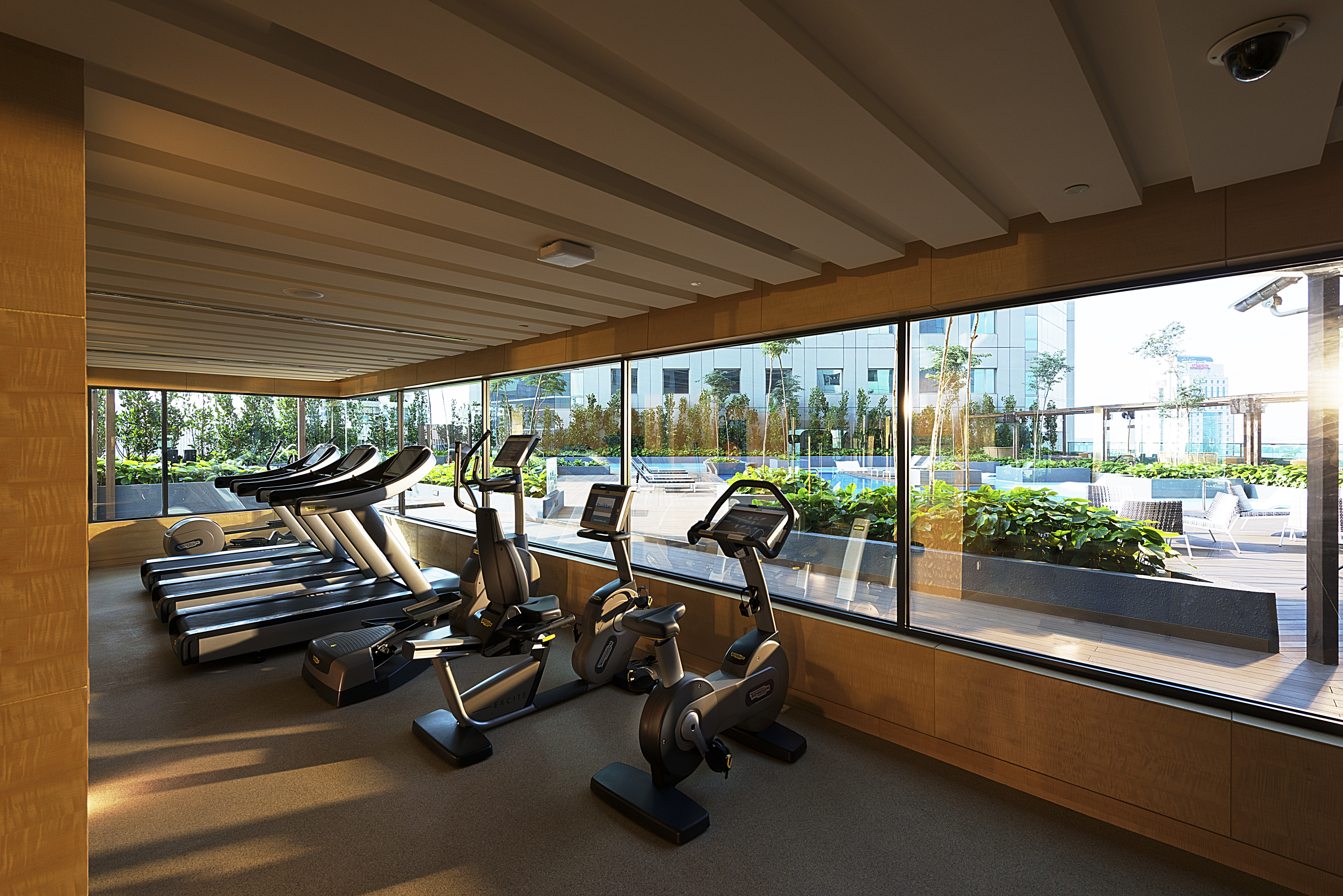 Cardio Machines with View out Windows in Fitness Centre