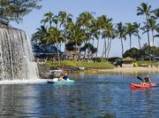 Guests Kayaking in Hotel Lagoon