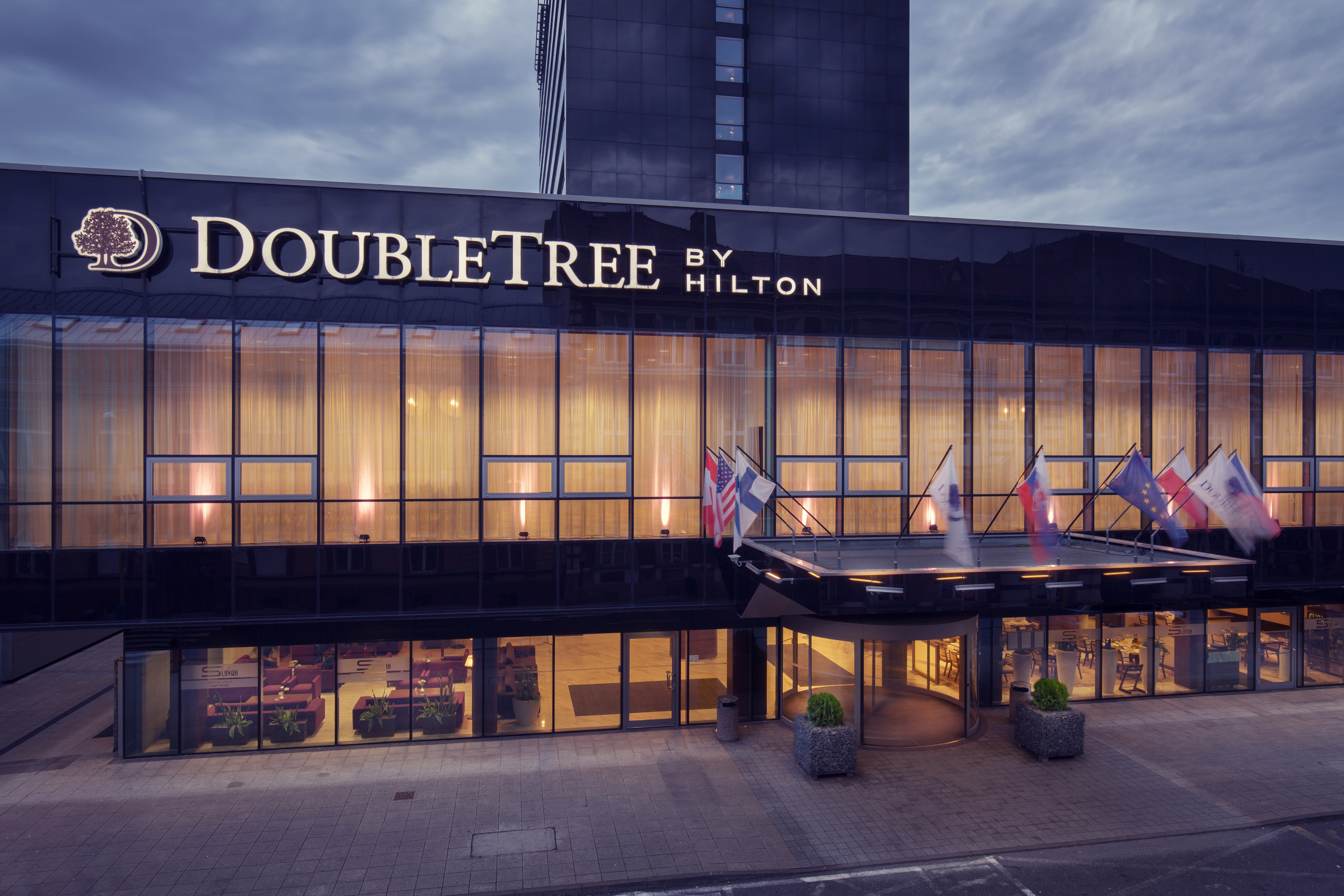 DoubleTree Hotel Exterior in the Evening