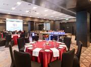 Meeting room with banquet setup