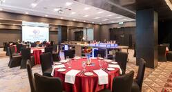 Meeting room with banquet setup