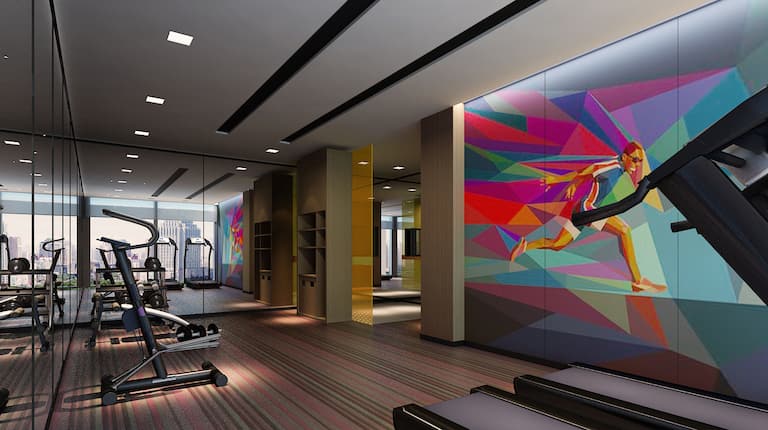 Fitness Center with Wall Art and Workout Equipment