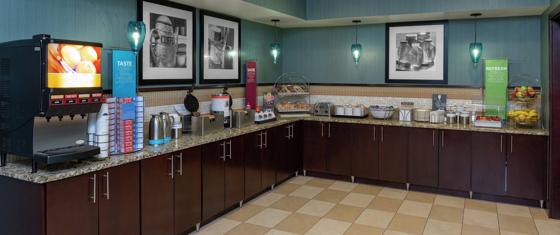 Breakfast Buffet Area with Food Preperation Counters
