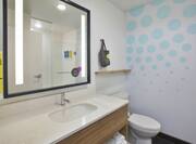 Bathroom Vanity Area with Large Mirror