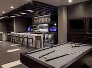 Bar Lounge Area with Bar Counter, Stools and Pool Table