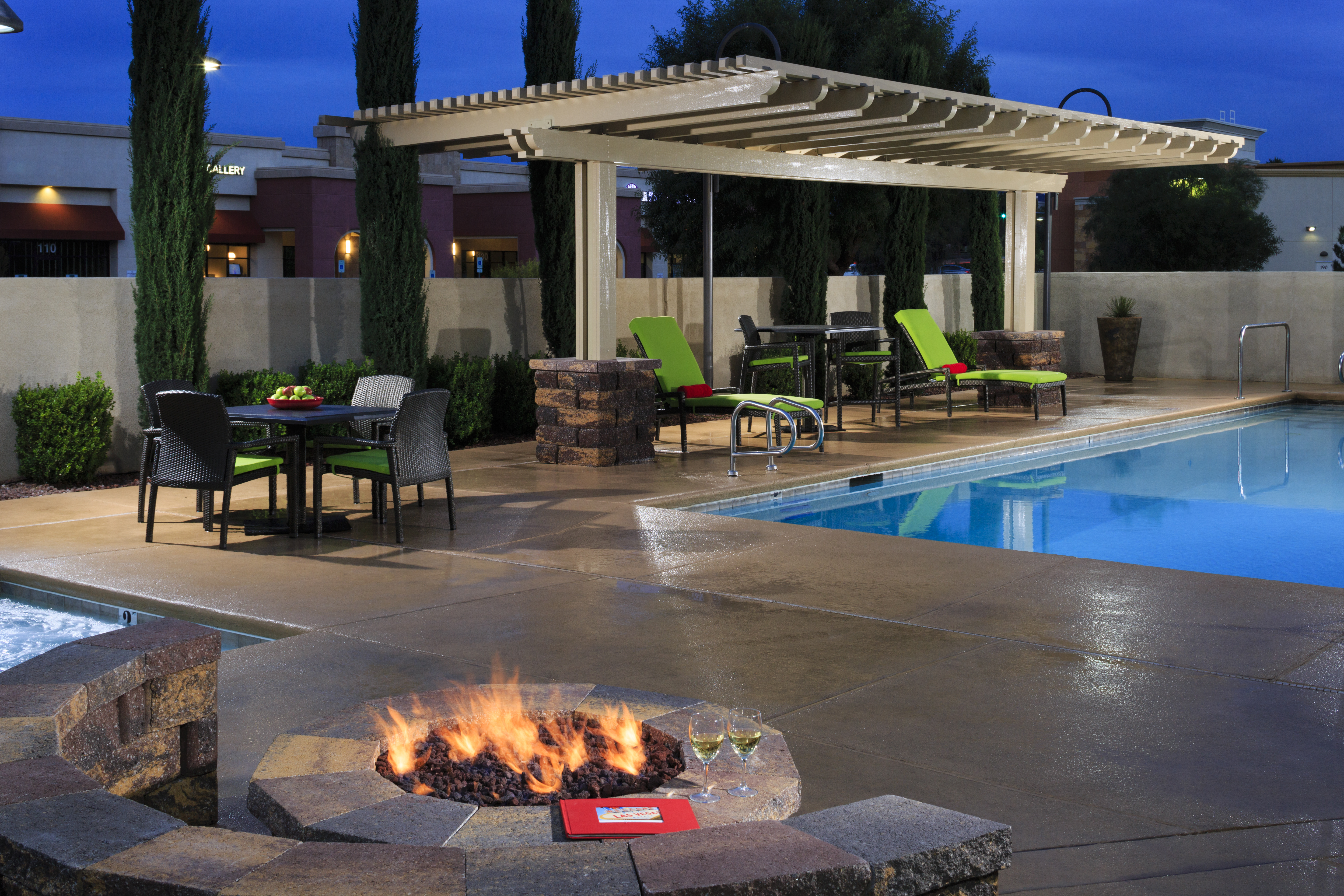 Firepit and Pool Area