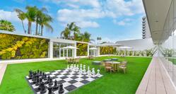 garden with giant chess set