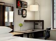 Work Desk with Lamp in Guest Room 