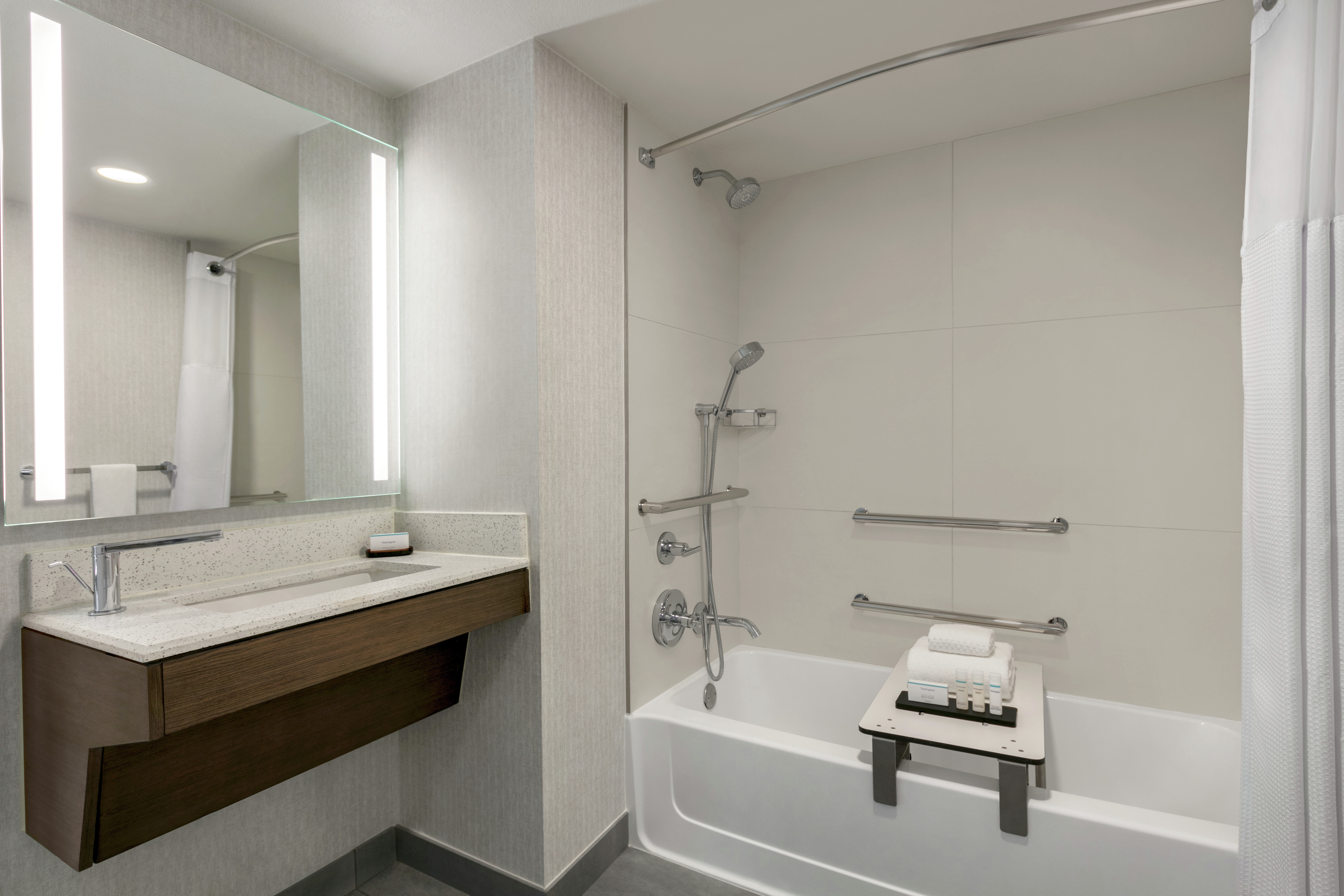 Accessible Guest Bathroom with Bathtub and Shower