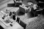 guests using business area in atrium