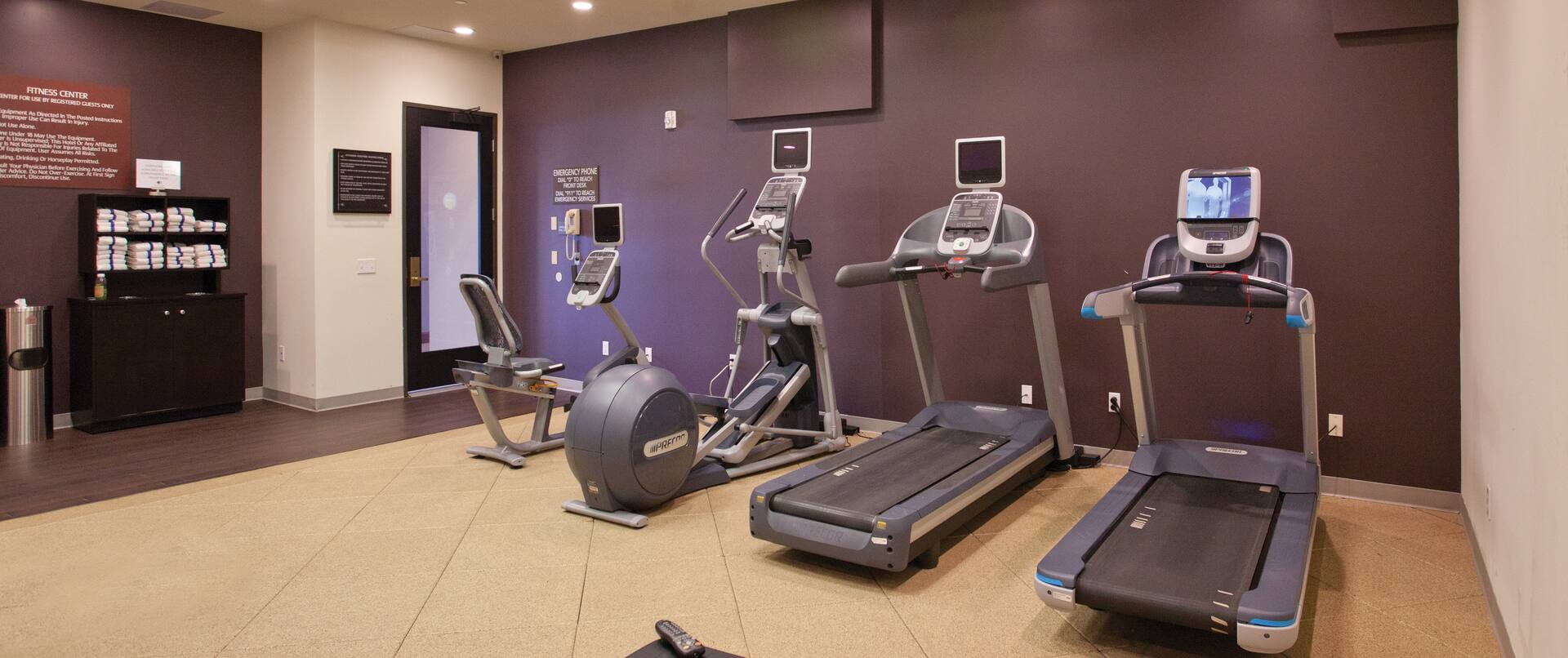 Fitness Center with Treadmills and Exercise Bike