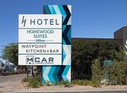 Hotel Entrance Sign Homewood Suites Hilton Waypoint Kitchen Bar M Car