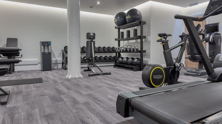 Fitness Center with weights and treadmills at the Spa