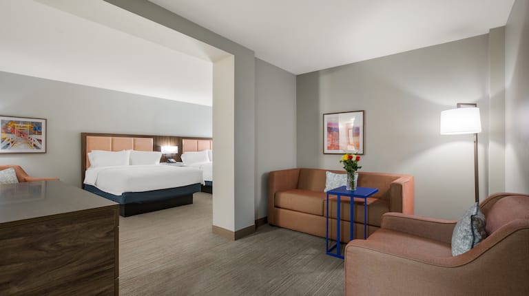 guest suite lounge area, 2 queen beds