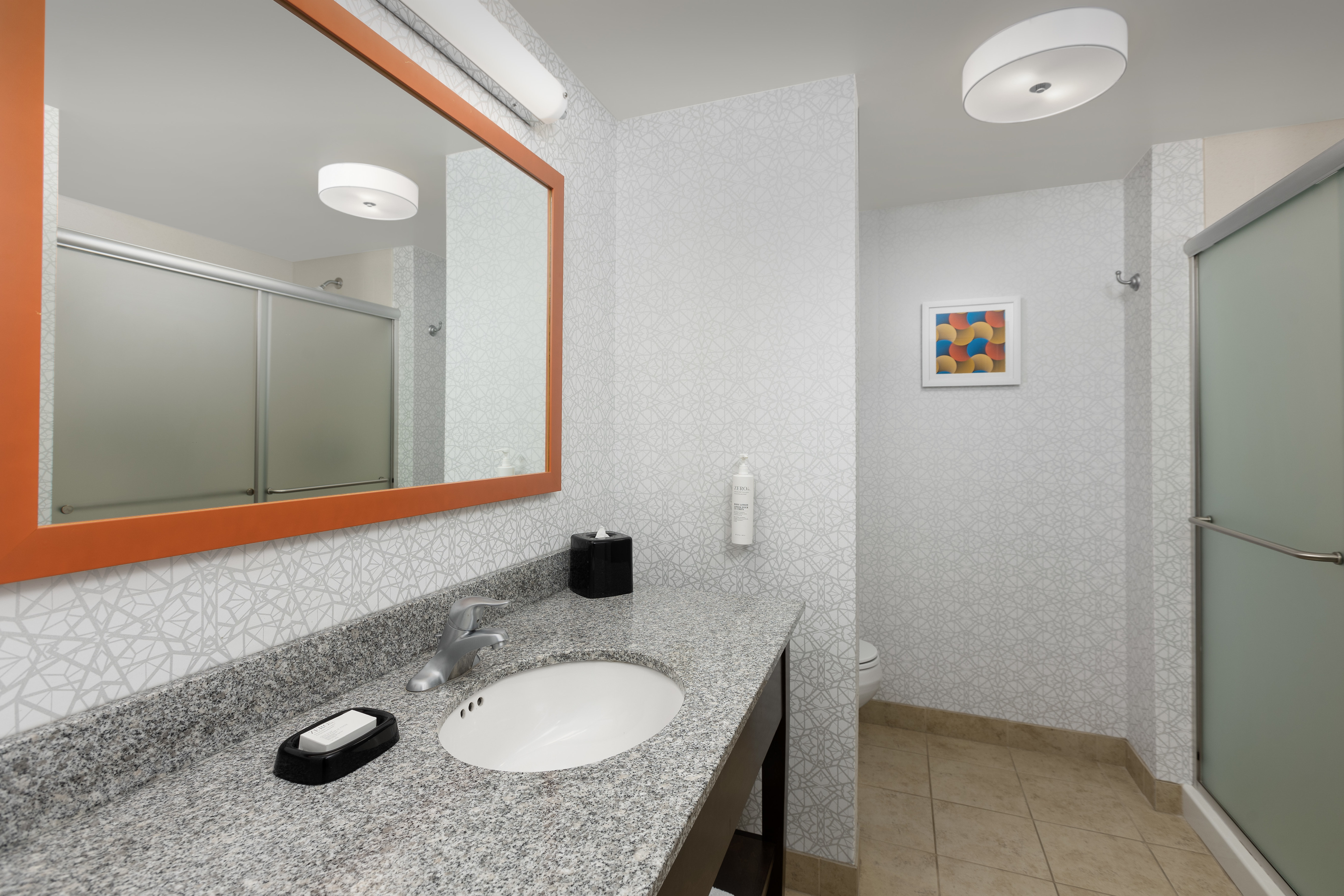Guest Bathroom Vanity Area With Shower