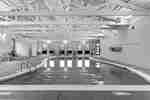 ラウンジチェアを備えた屋内プールエリア